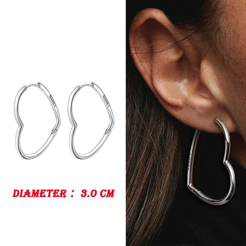 925 Sterling Silver Simple Earrings Rose Gold Double Hoop Ea