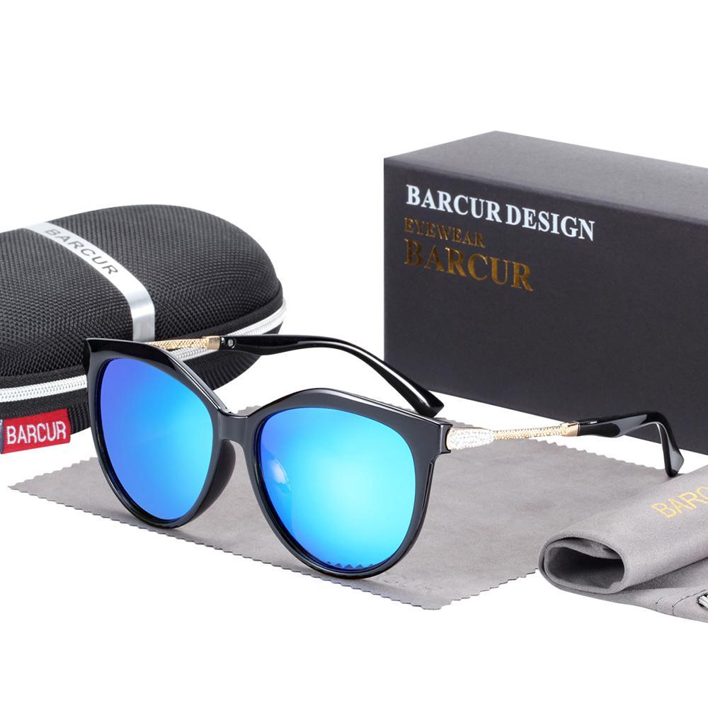 Polarized Cat Eye Sunglasses for Women, Gradient Round UV Protection
