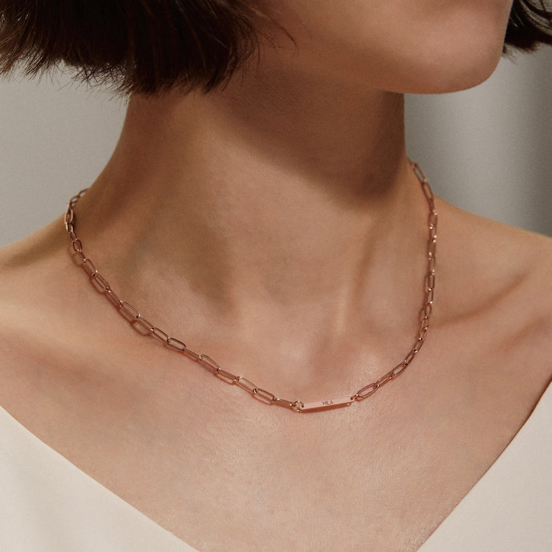 Personalized Paper Clip Chain Name Necklace Minimalist Jewelry