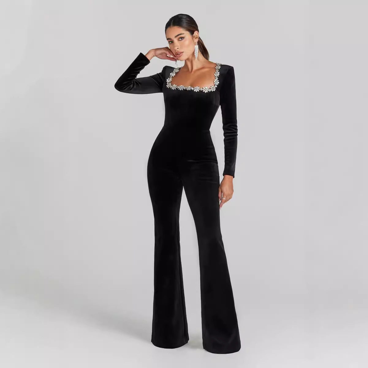 Diamond Encrusted Flared Jumpsuit for Glamorous Nights