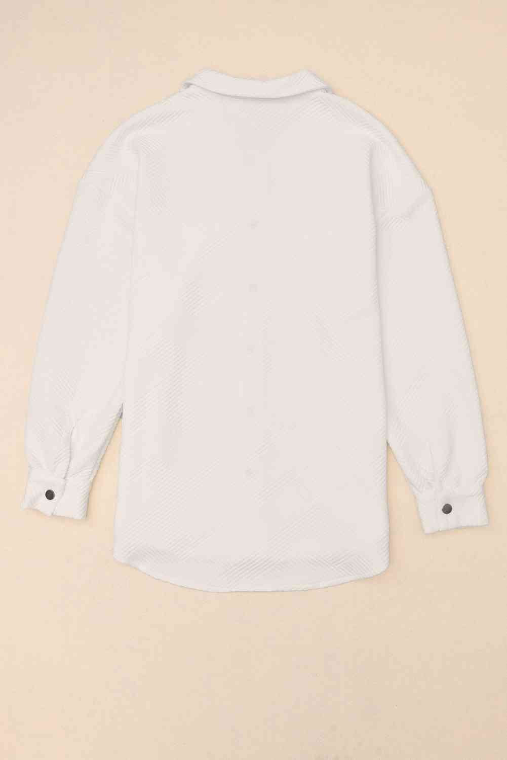 Cloudy Blue Snap-Front Collared Jacket with Pockets