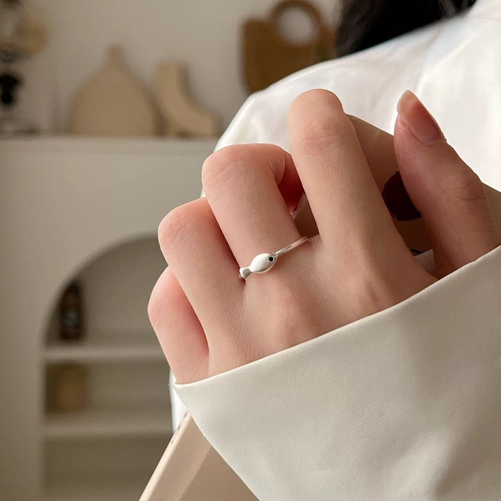 Minimalist Small Fish Ring For Women, Fashion Personalized Elegant Versatile Open Adjustable Ring, Ins Style Foreign Trade Index Finger Ring