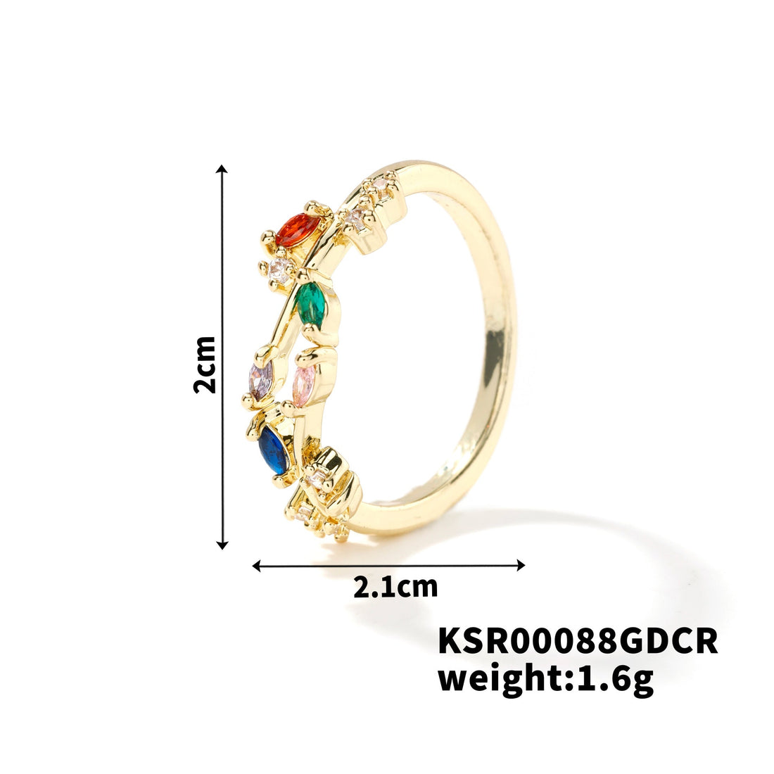 Bohemian Leaf Ring with Zircon Inlay, Nature-Inspired Jewelry