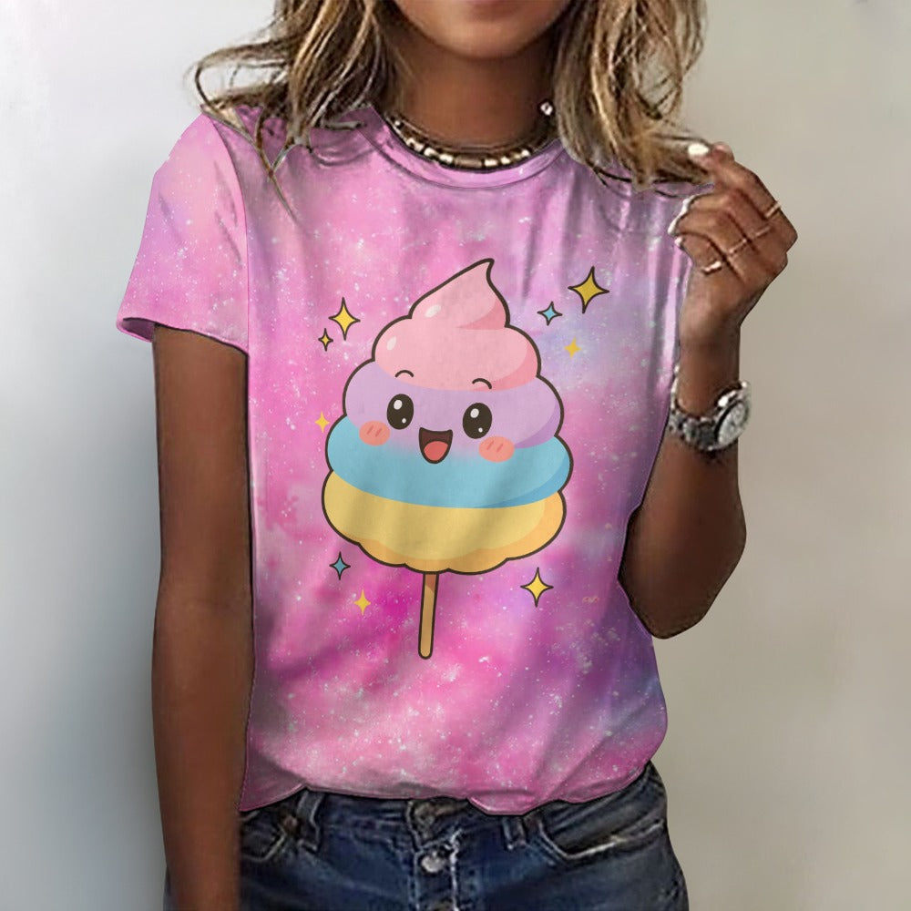 Women's Cotton Candy Galaxy Print Graphic T-Shirt Casual Tee - Image 5