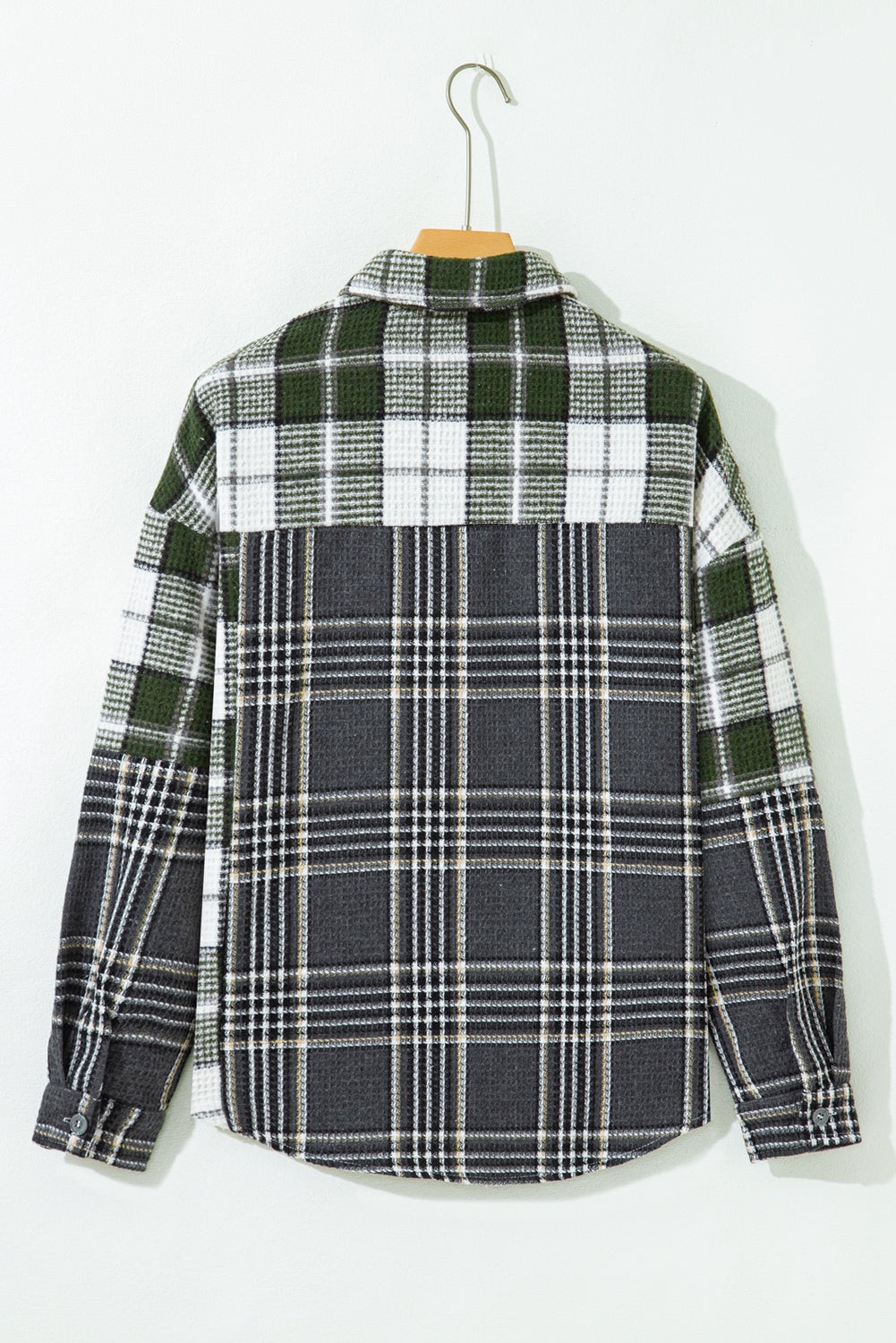 Plaid Textured Knit Button-Up Shacket