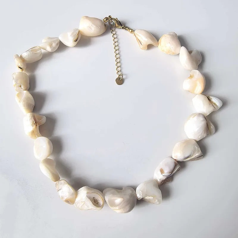 18K Gold Plated Stainless Steel & Shell Pendant Necklace