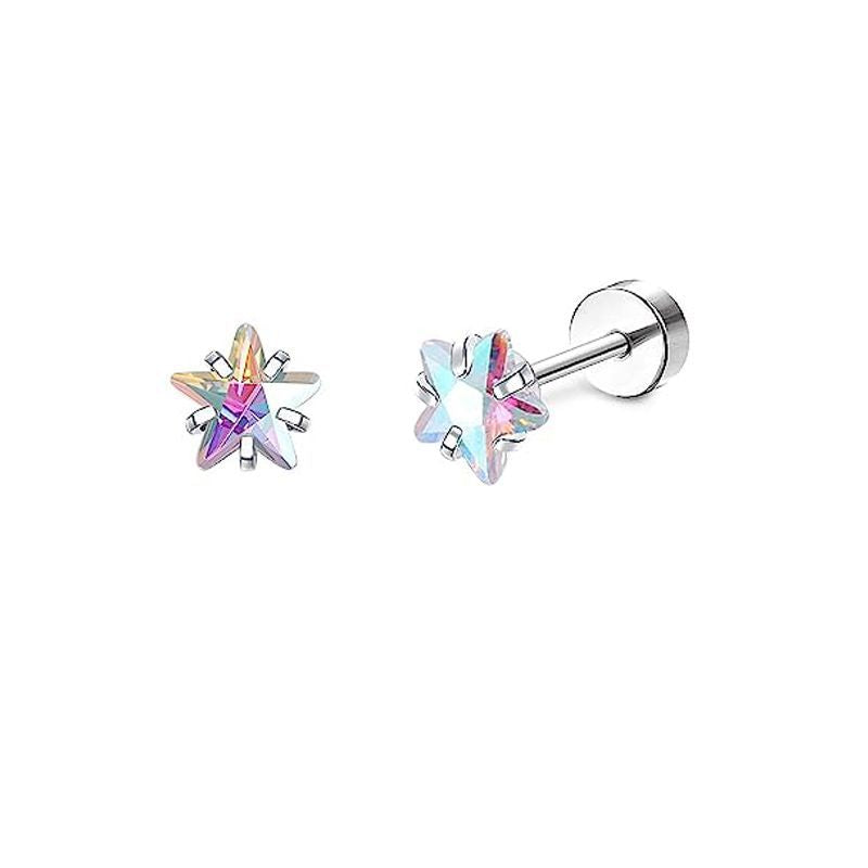 Stainless Steel Zircon Stud Earrings