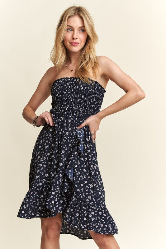 Floral Smocked Tube Dress with Pockets - Summer Fashion