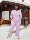 Women's Hooded Knit Sweater Set Lavender Loungewear Lounge Trousers