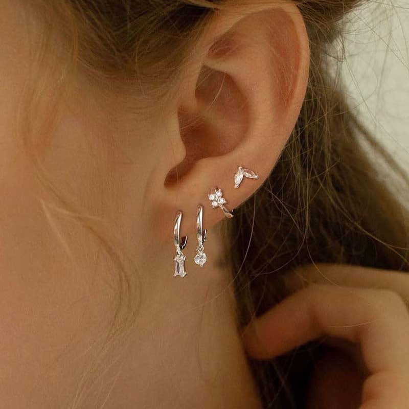 Copper Stud Earrings With Diamond Inlay
