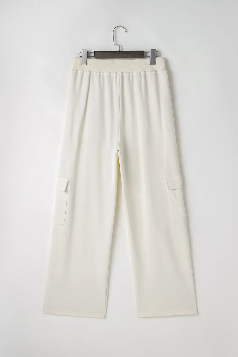 Off-White High Waist Cargo Pants with Drawstring and Pockets - Image 5