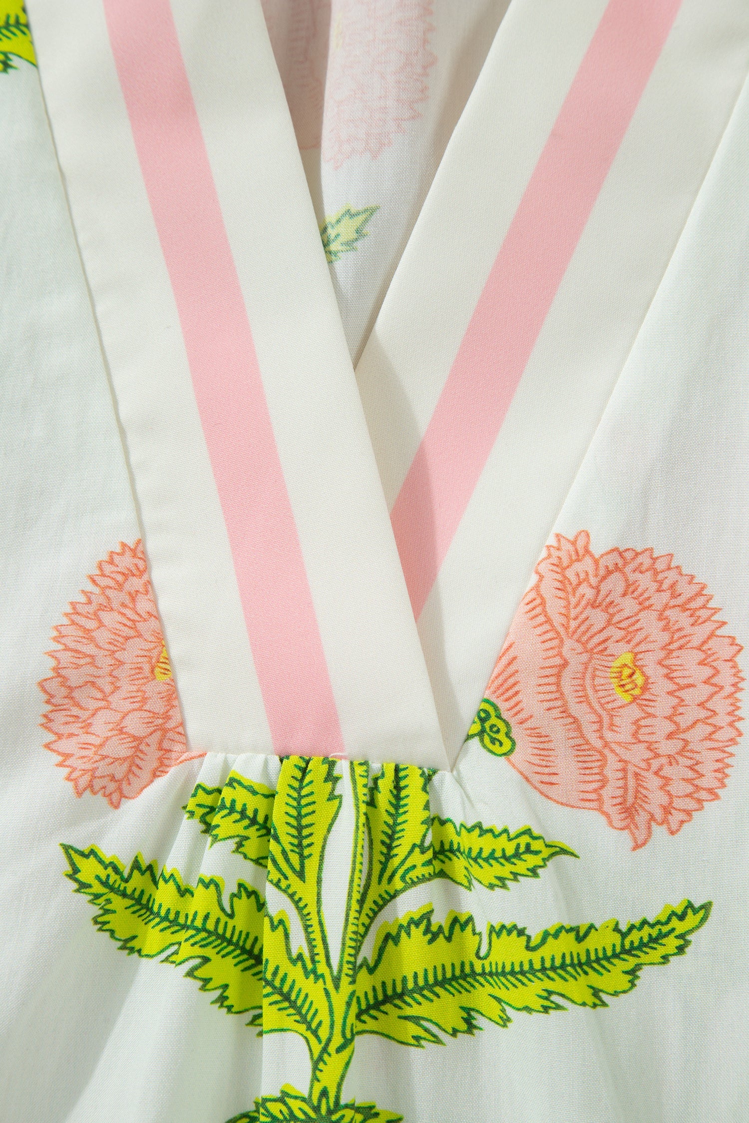Giuliana Floral Print Blouse with Striped Trim Detail