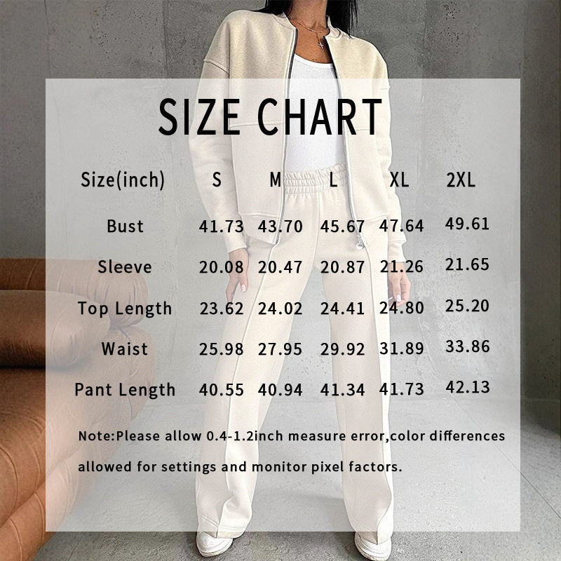 Women’s 2-Piece Zip-Up Sweatshirt Jacket and Wide-Leg Pants Set - Image 3