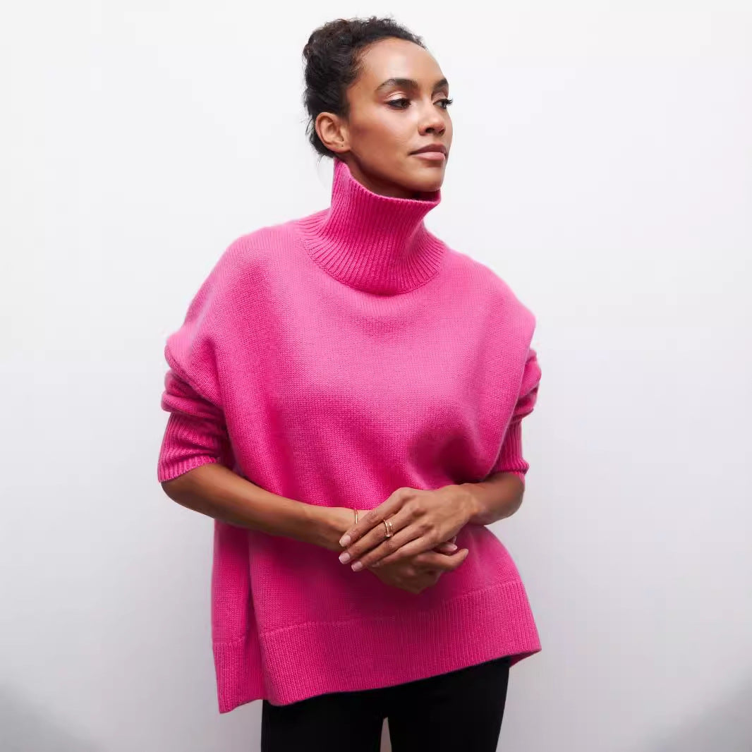 Winter Turtleneck Sweater Ins Solid Color Long Sleeve Pullover Top Women's Clothing