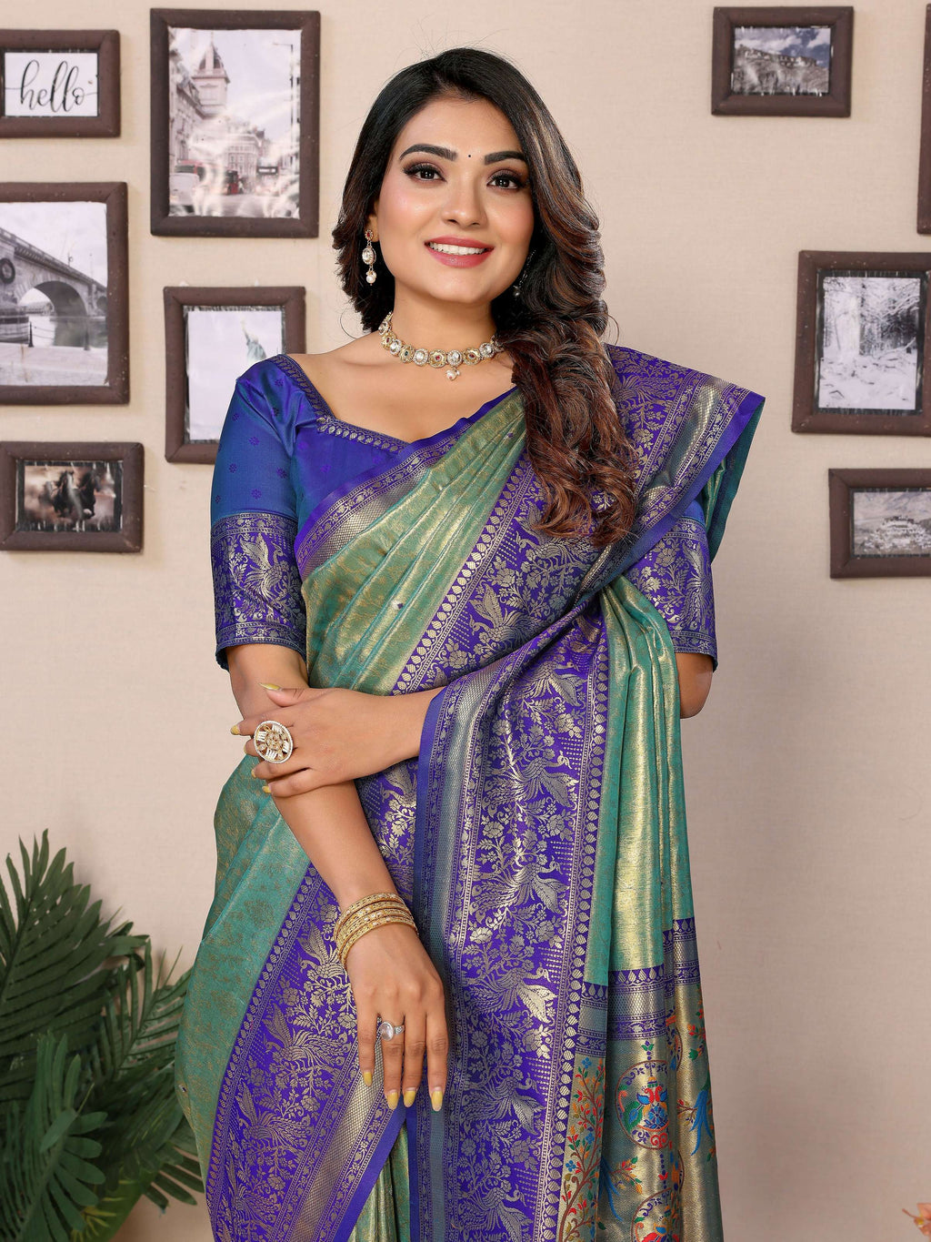Green Tissue Silk Weaving Saree