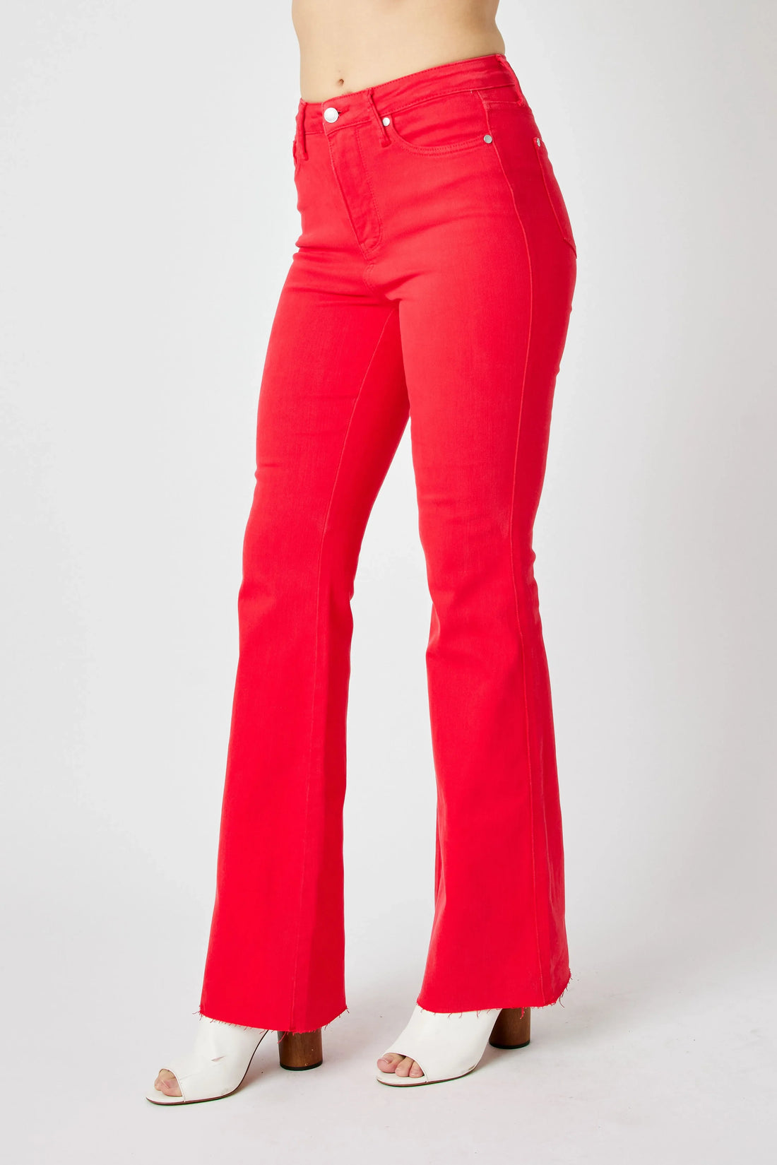 Judy Blue Full Size Hw Tummy Control Garment Dyed Flare Jeans Plus Size