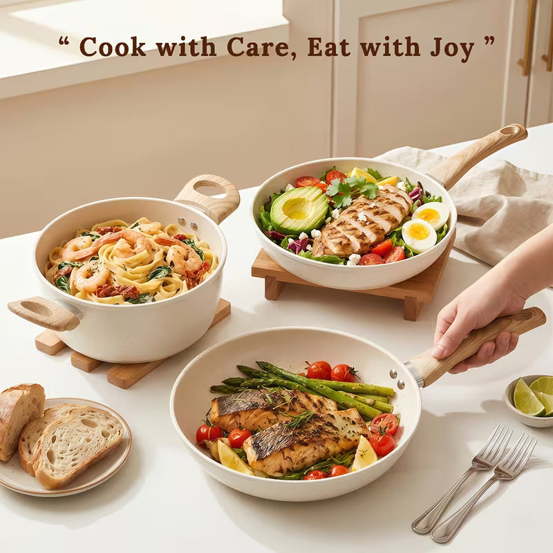 12-Piece Stainless Steel Cookware Set with Frying Pan and Saucepan