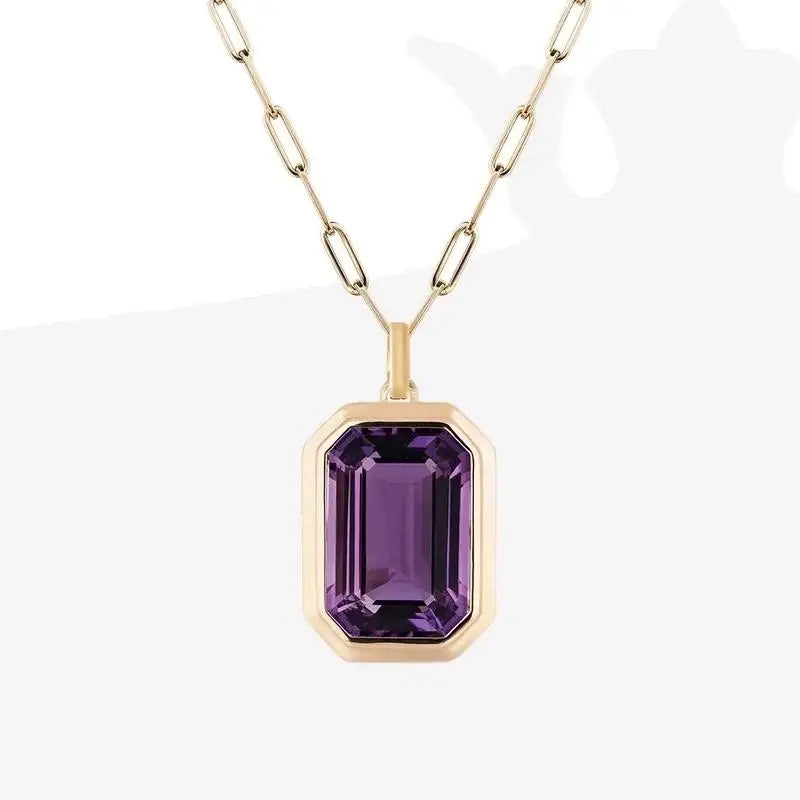 Vintage Art Deco style Molly Zircon pendant necklace in purple with 18k gold plating