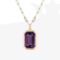 Vintage Art Deco style Molly Zircon pendant necklace in purple with 18k gold plating