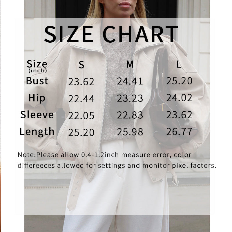 Women's Casual Suede Zip Up Jacket Fall Outerwear - Image 7