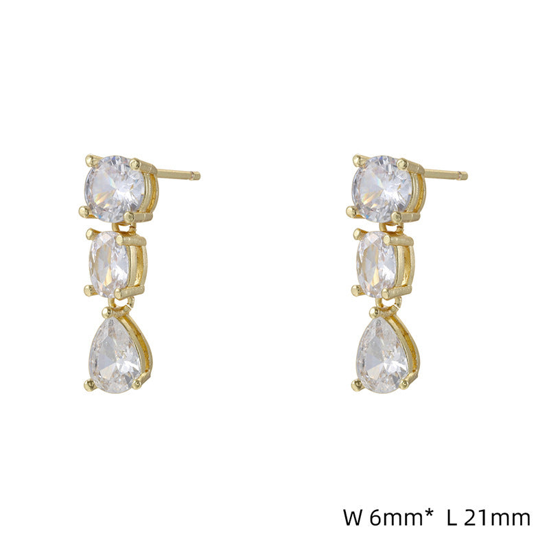 French-Style Teardrop Crystal Earrings, Modern Geometric Jewelry