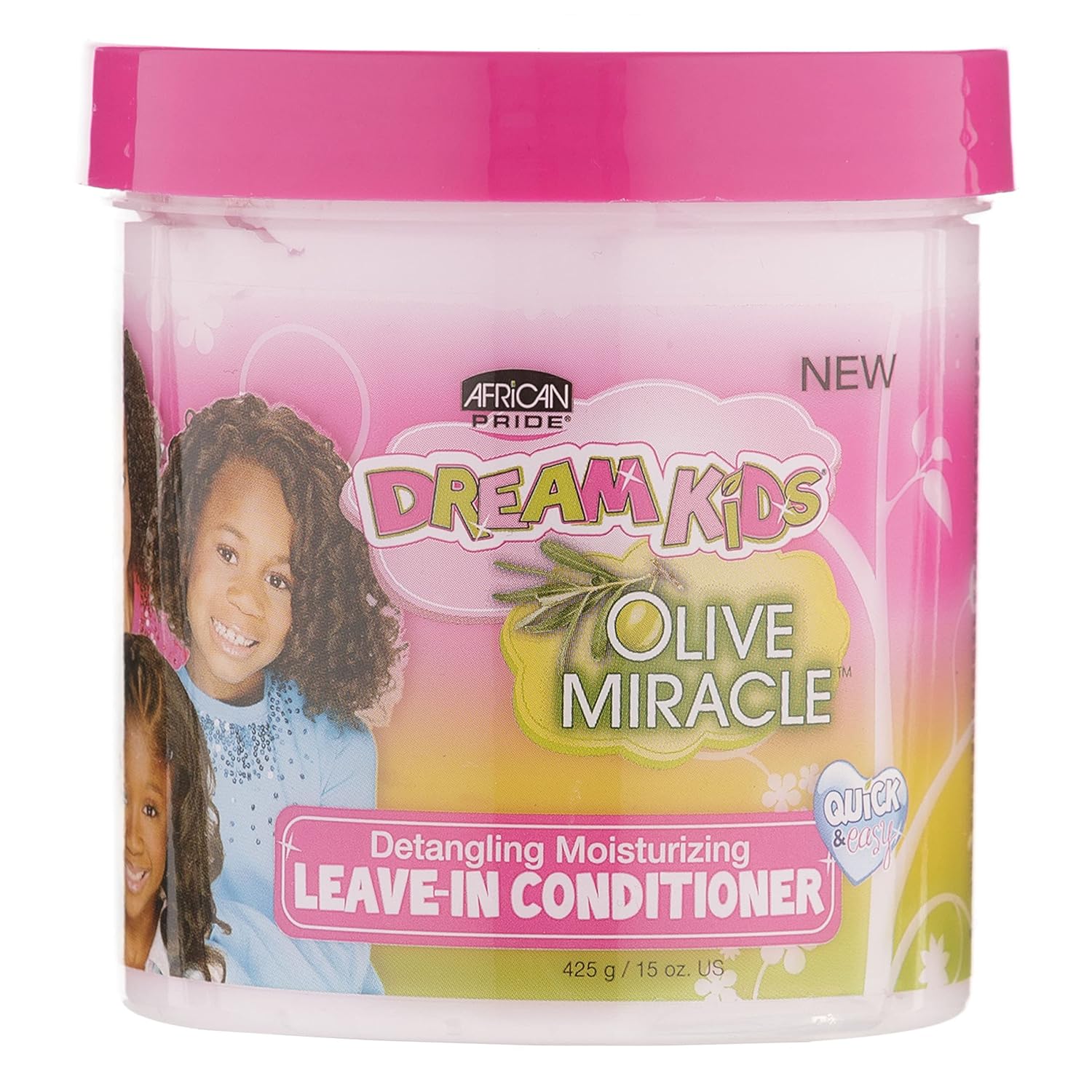 15 Oz bottle of African Pride Dream Kids Olive Miracle Detangling Moisturizing Leave-In Conditioner