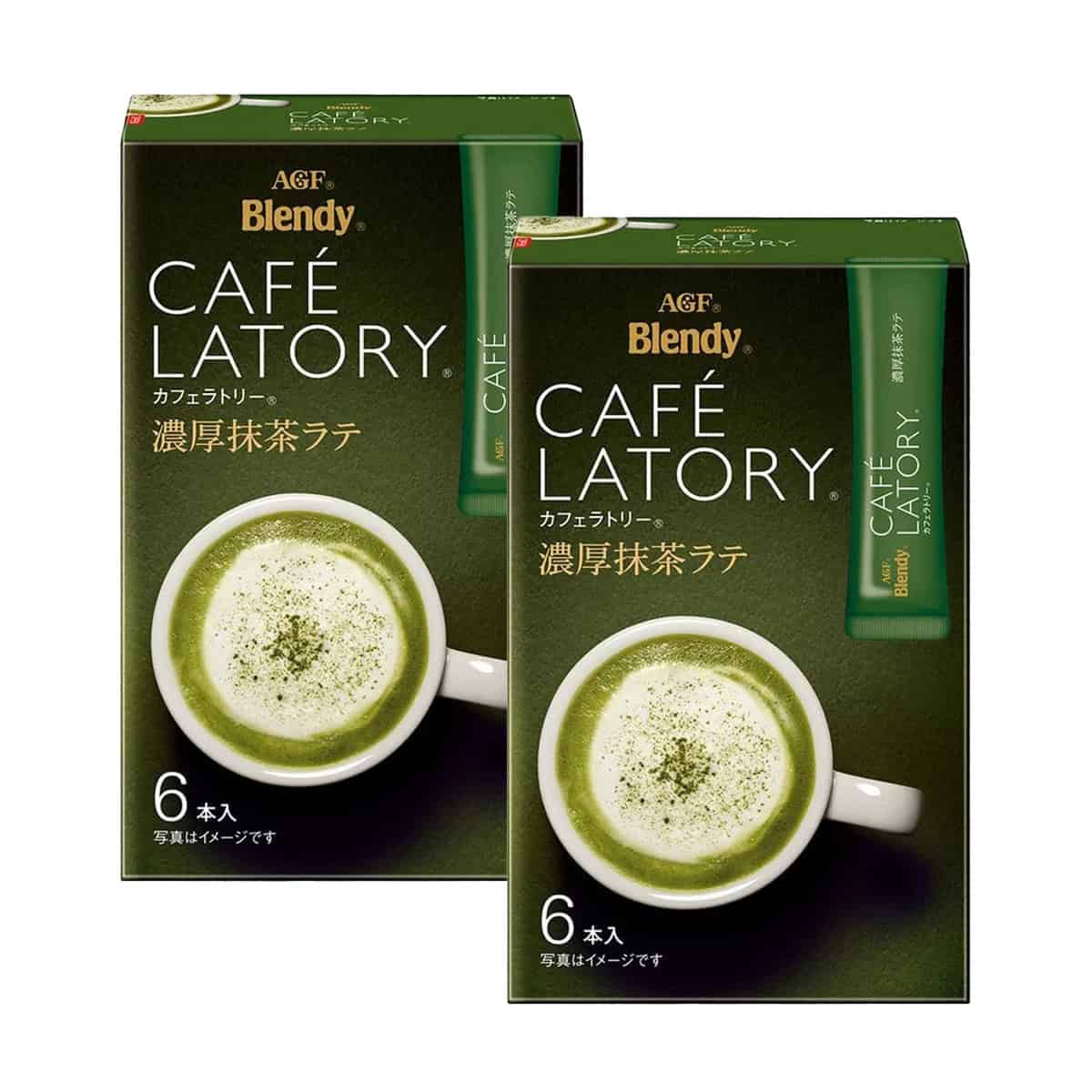 AGF Blendy Cafe Latory Matcha Green Tea Latte sticks in packaging