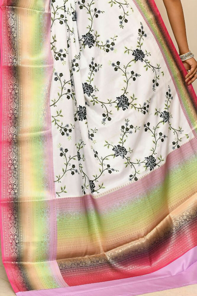 Joban Fashion Multicolor Saree Kataan Rainbow Digital Print With Embroidery