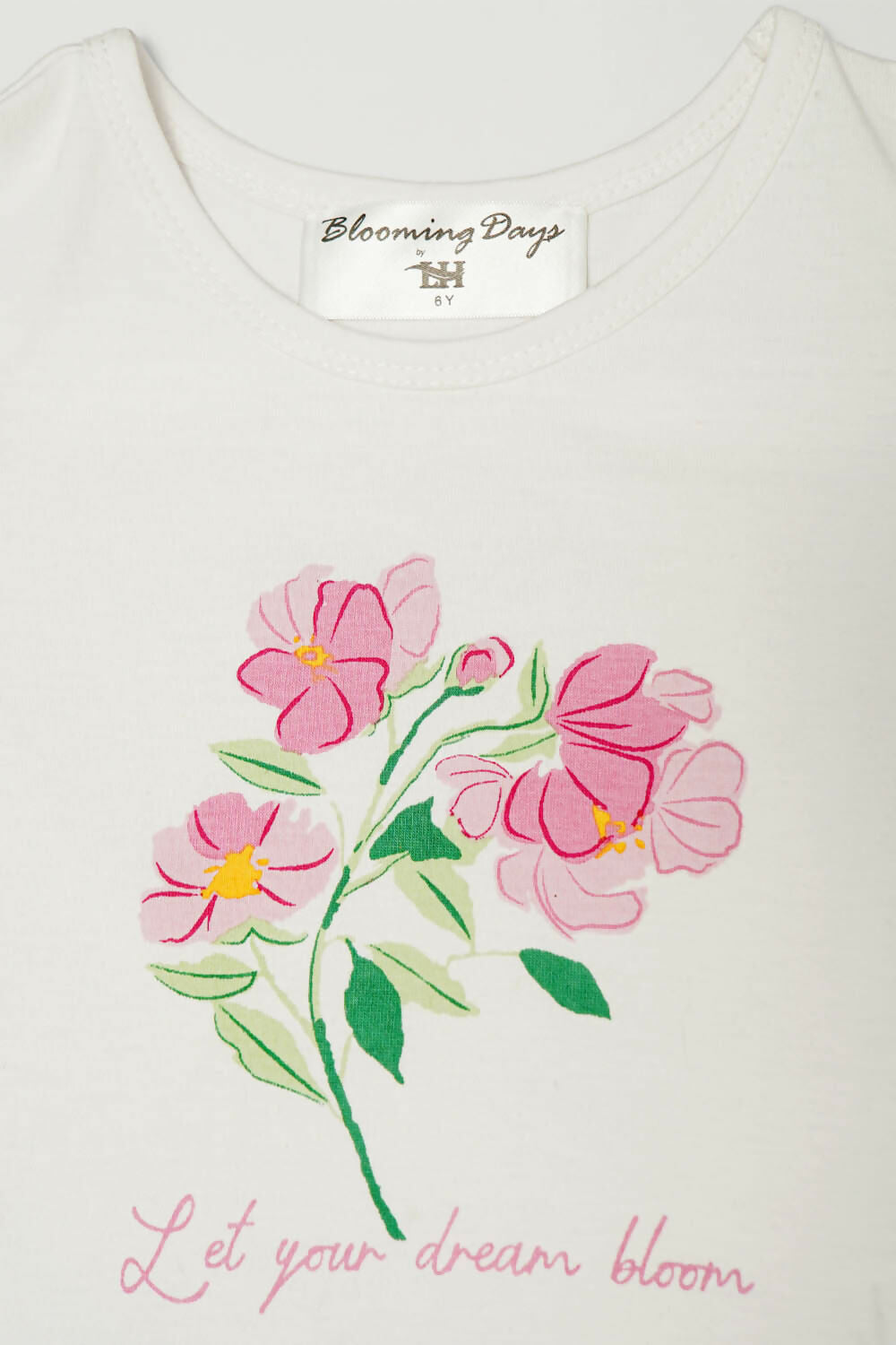 Girls Floral Puff Sleeve Tee and Shorts Set in Cotton