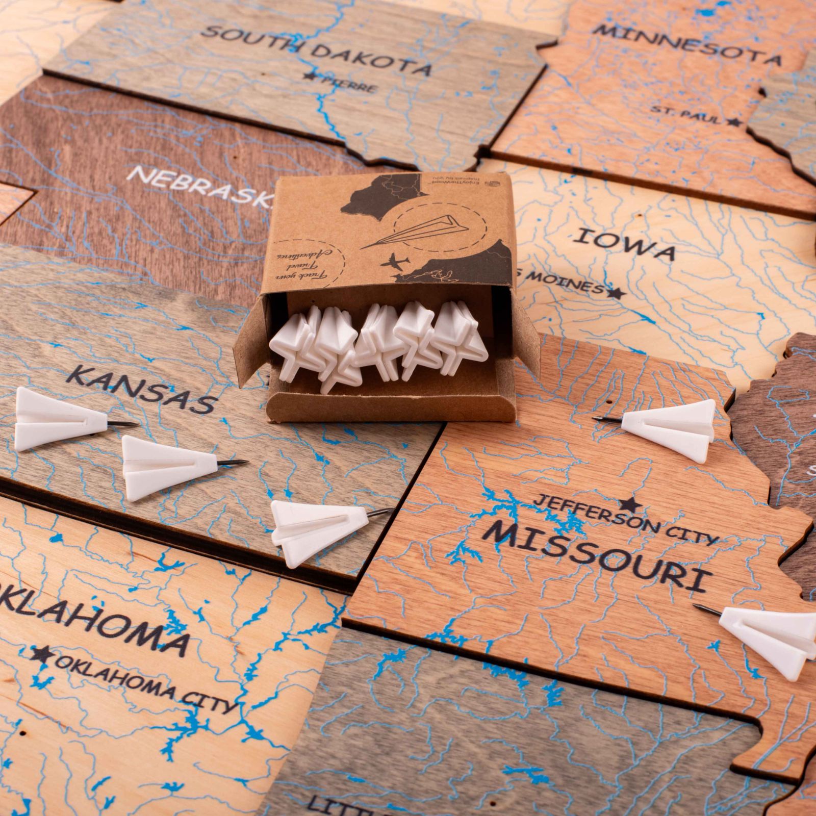 Airplane Push Pins for Maps, Minimalist Travel Decor, White, 1 inch
