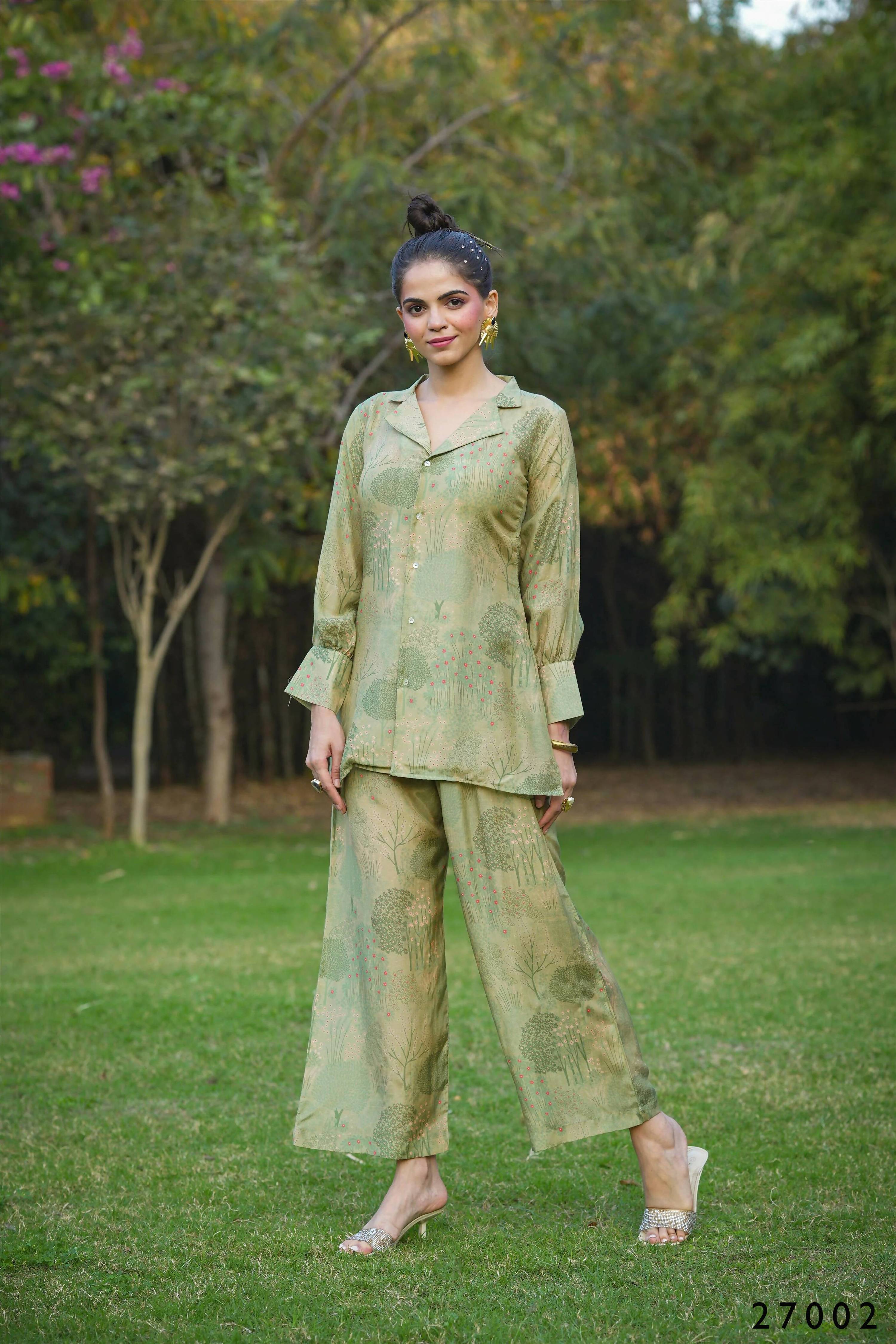 Women's Casual Mahendi Mull Cotton Co-ord Set - Anya Collection