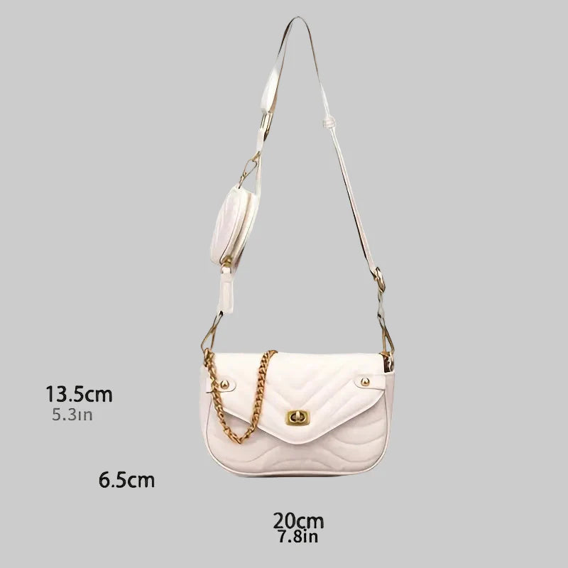 Quilted Crossbody Bag with Coin Purse and Chain