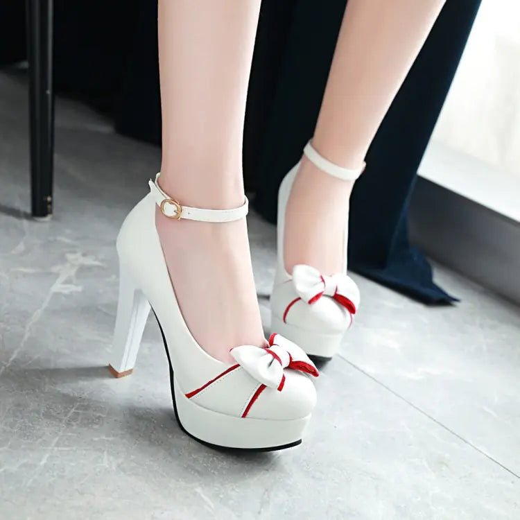 Women's Waterproof Chunky Heels with Ankle Strap
