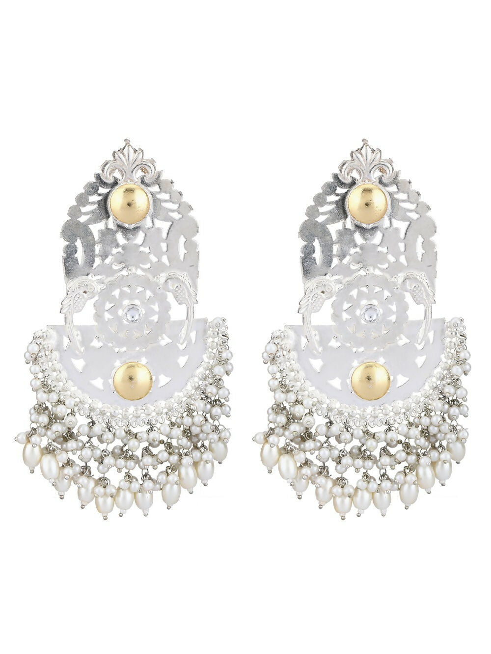 Ghungroo Style Silver Tone Statement Earrings