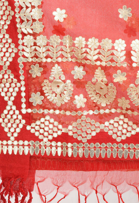 Red Organza Gotta Patti Bridal Dupatta with Traditional Work