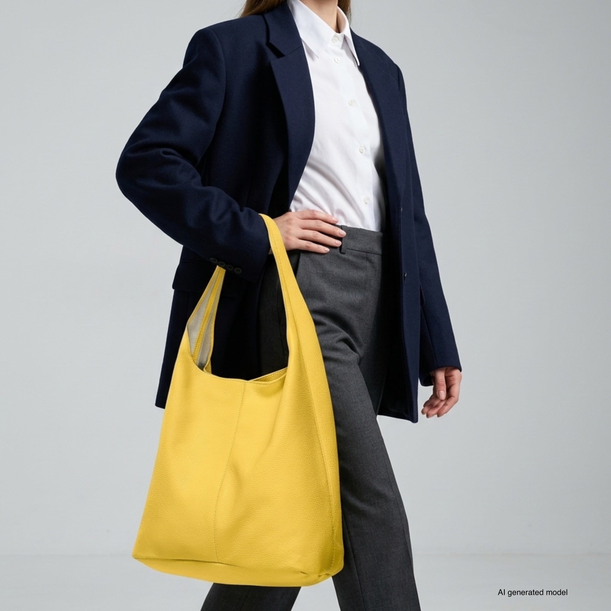Large Italian Genuine Calf Leather Hobo Shoulder Bag