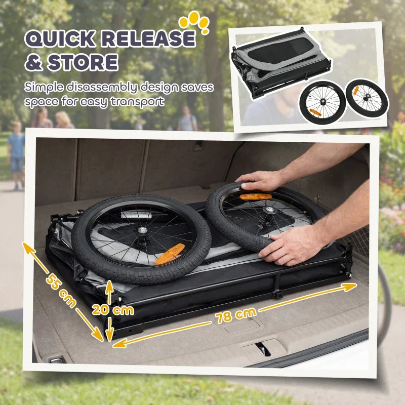 Dog Bike Trailer for Small & Medium Dogs, Universal Bicycle Coupler, Flip-Down Ramp Tailgate