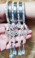 Sleek silver-plated designer bangles for women