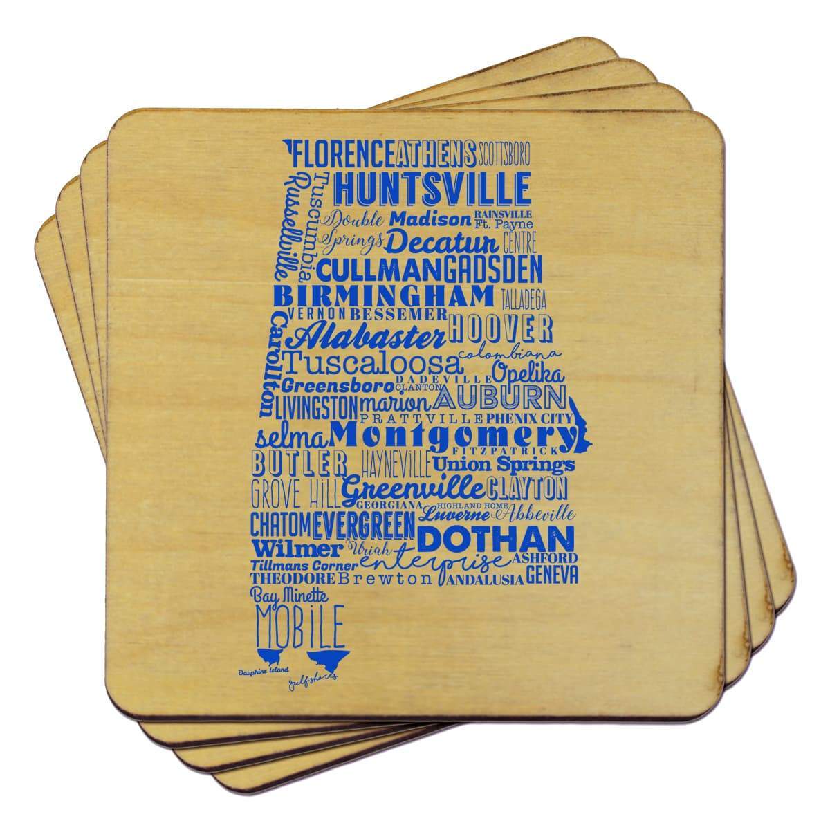 Alabama State Typography Coaster