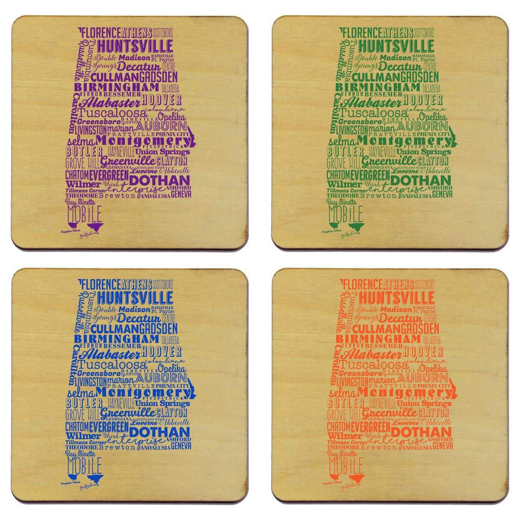 Alabama State Typography Coaster