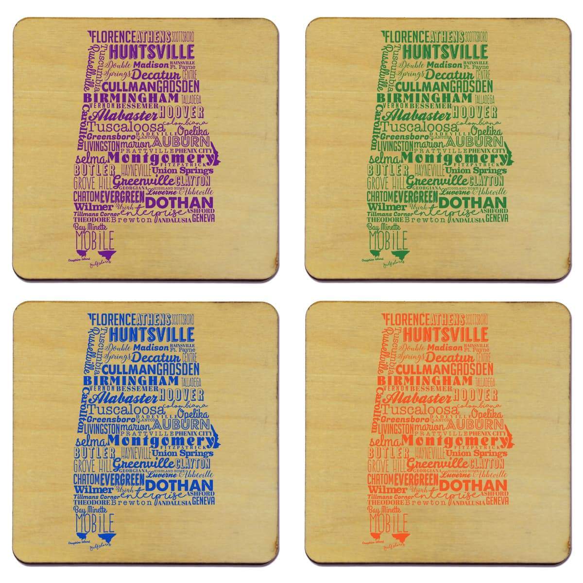 Alabama State Typography Coaster