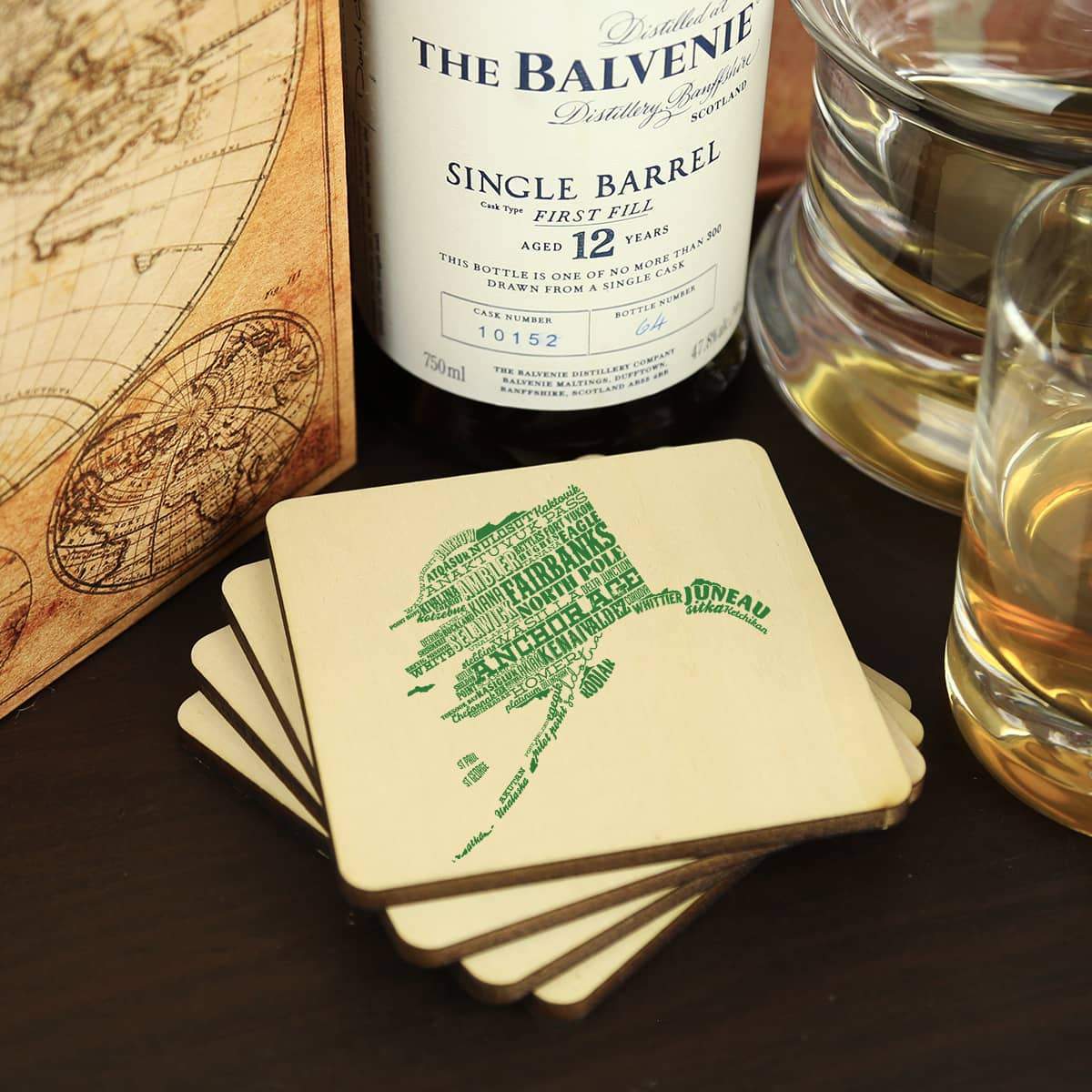 Alaska State Typography Coaster