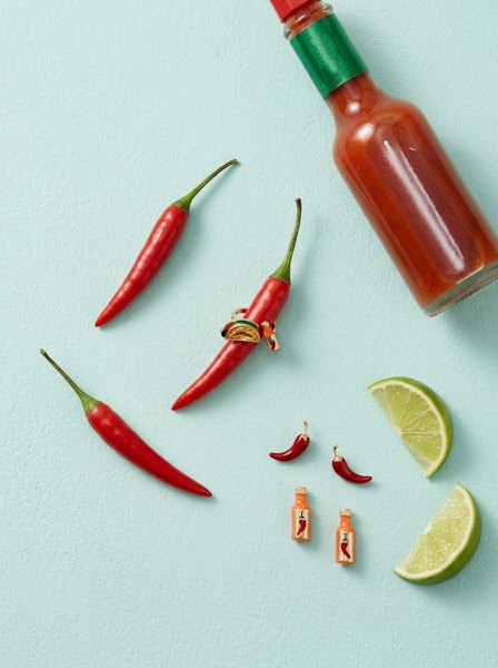 Hot Sauce and Pepper Stud Earring Set in Gold Plated Finish