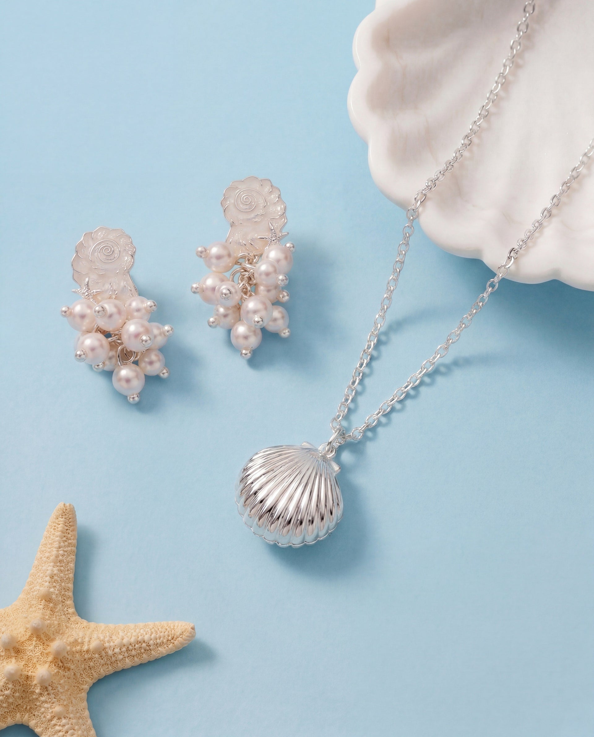 Seashell Locket Pendant with Pearl Accent and Hidden Message