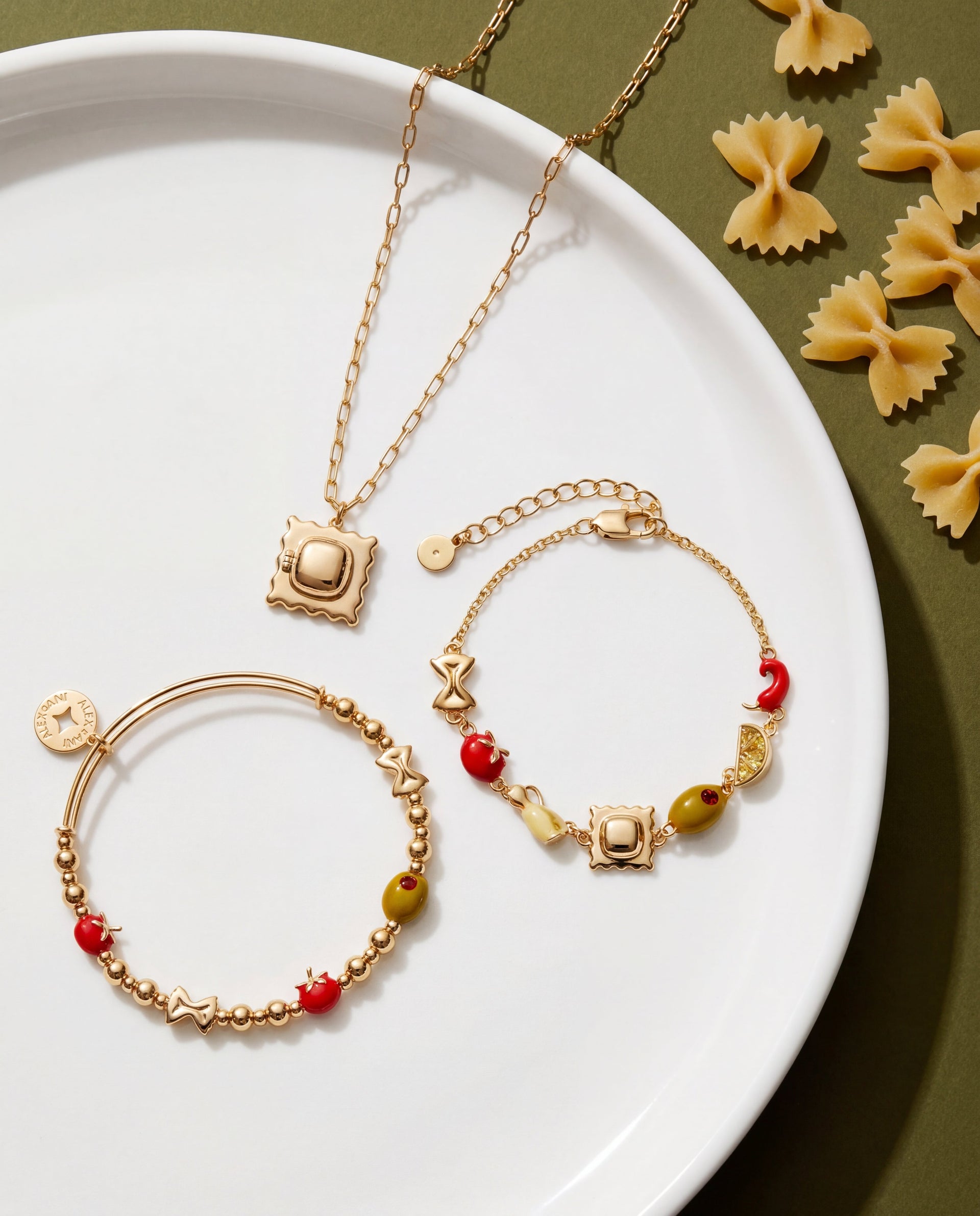 Italian Cuisine Charm Linear Bracelet with Enamel Accents