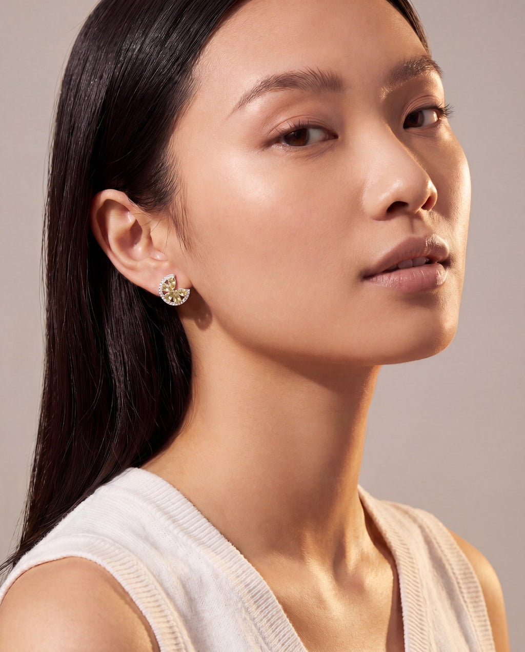 Margarita Lime Stud Earrings with Green and Clear Crystals