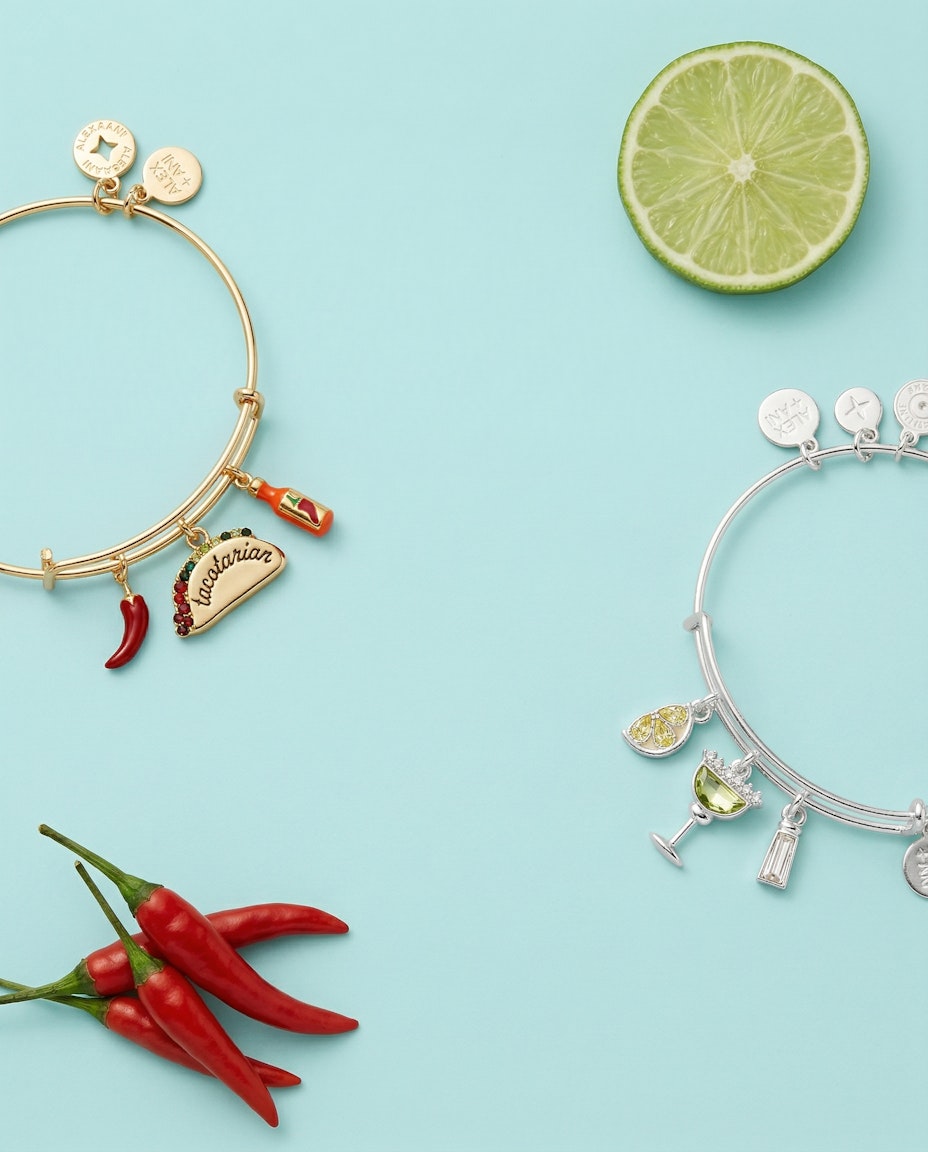 Multi-Charm Taco Bangle with Enameled Charms & Crystal Accents