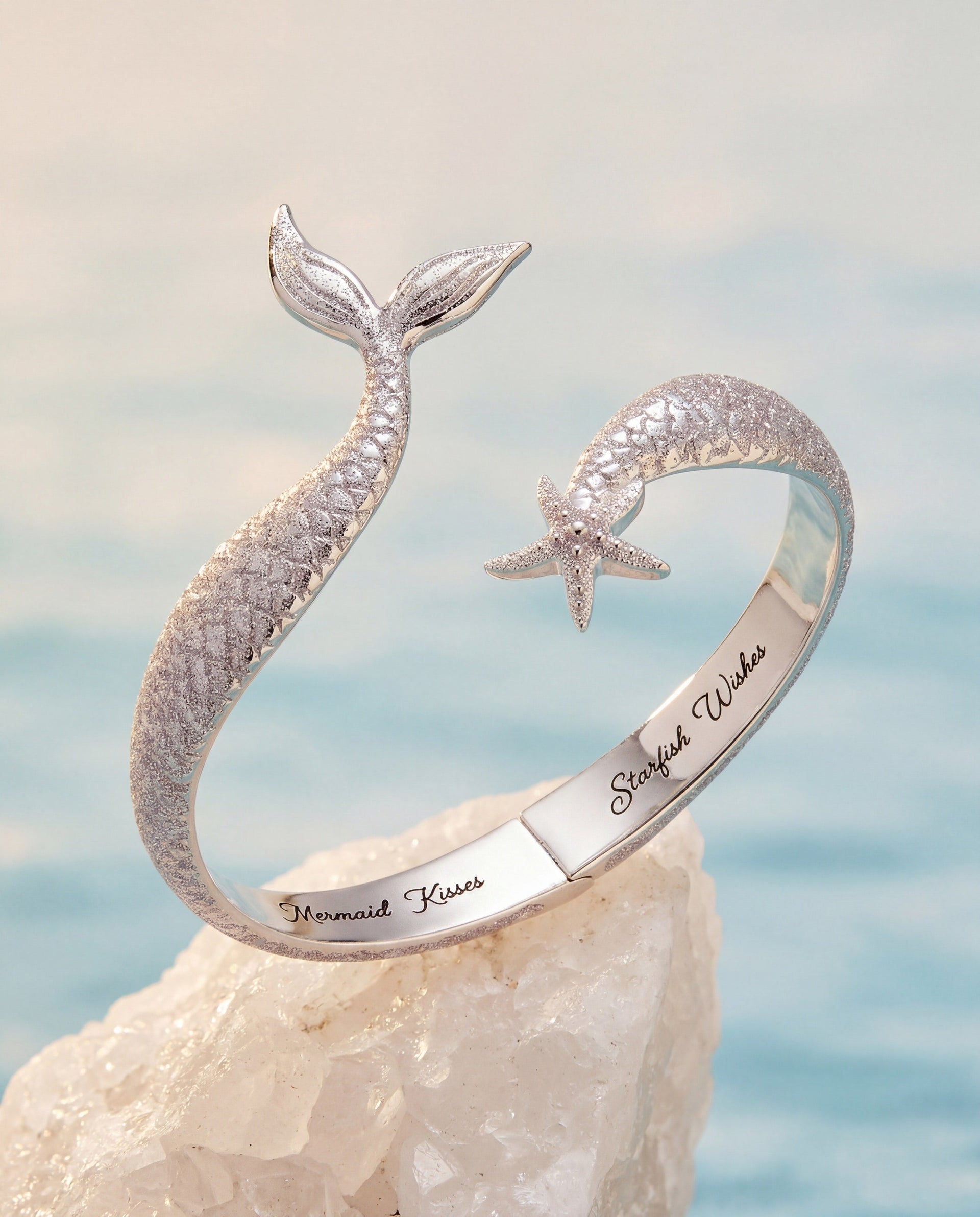 Salt + Sea Mermaid Kisses Starfish Wishes Cuff in Silver Lavender