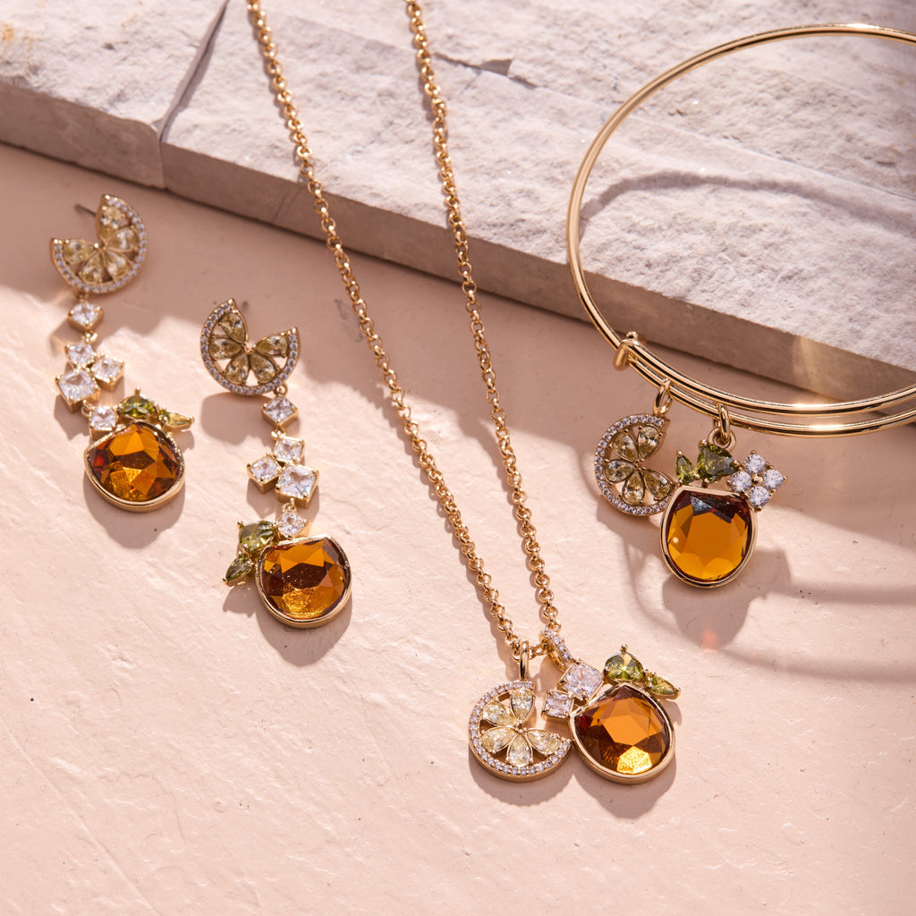 Gold Aperol Spritz Charm Necklace for Summer Jewelry