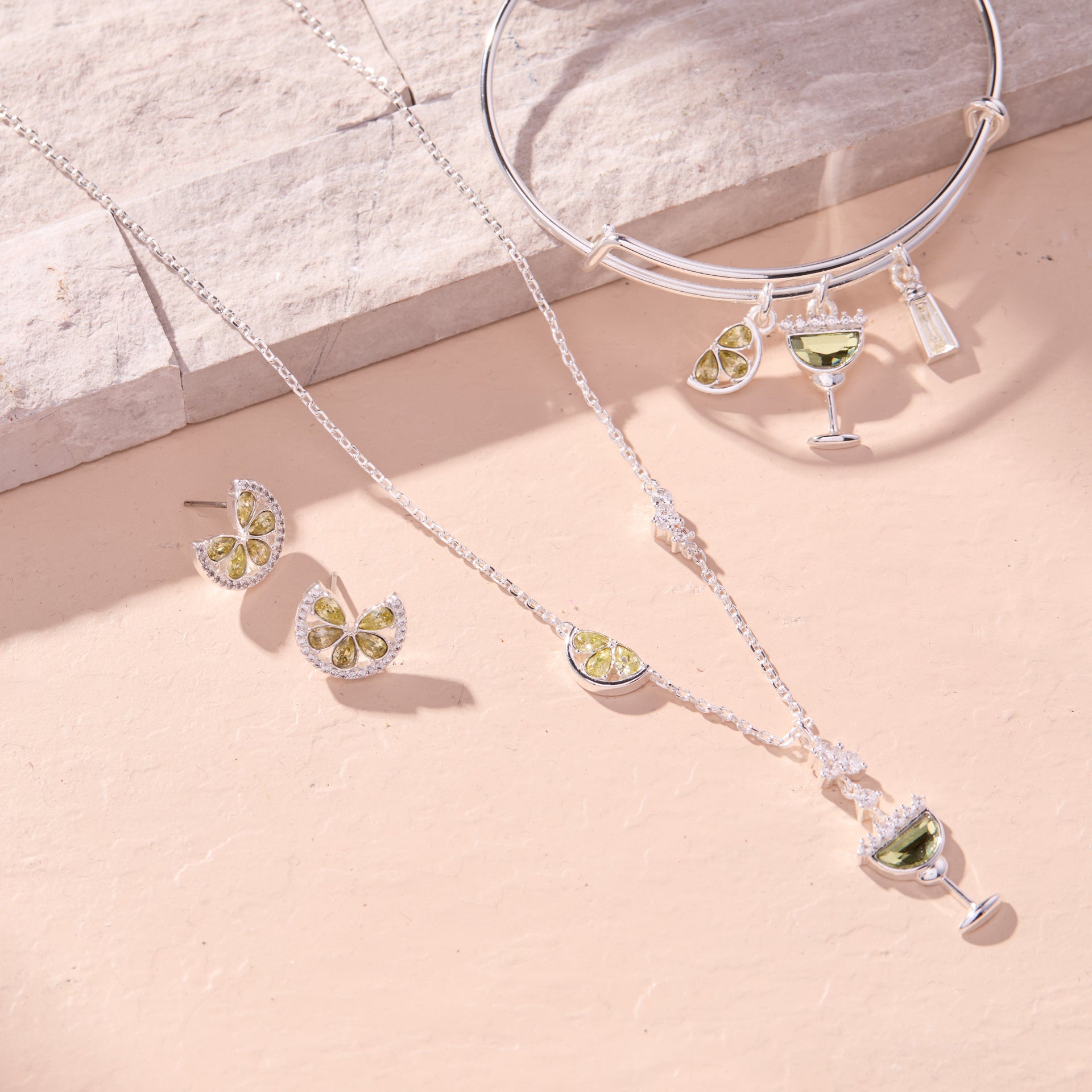 Feelin' Salty Margarita Necklace with Green and Yellow Crystals